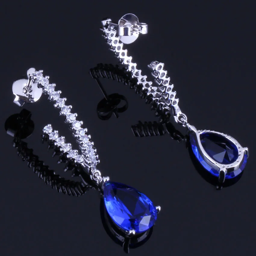 Shining Water Drop Blue Cubic Zirconia White CZ Silver Plated Drop Dangle Earrings V0365
Shining Water Drop Blue Cubic Zirconia White CZ Silver Plated Drop Dangle Earrings V0365