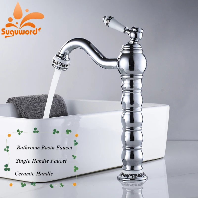 Bathroom Faucet Deck Mounted Basin Mixer Faucet Hot Cold Water Faucet Chrome Sink Tap Torneira