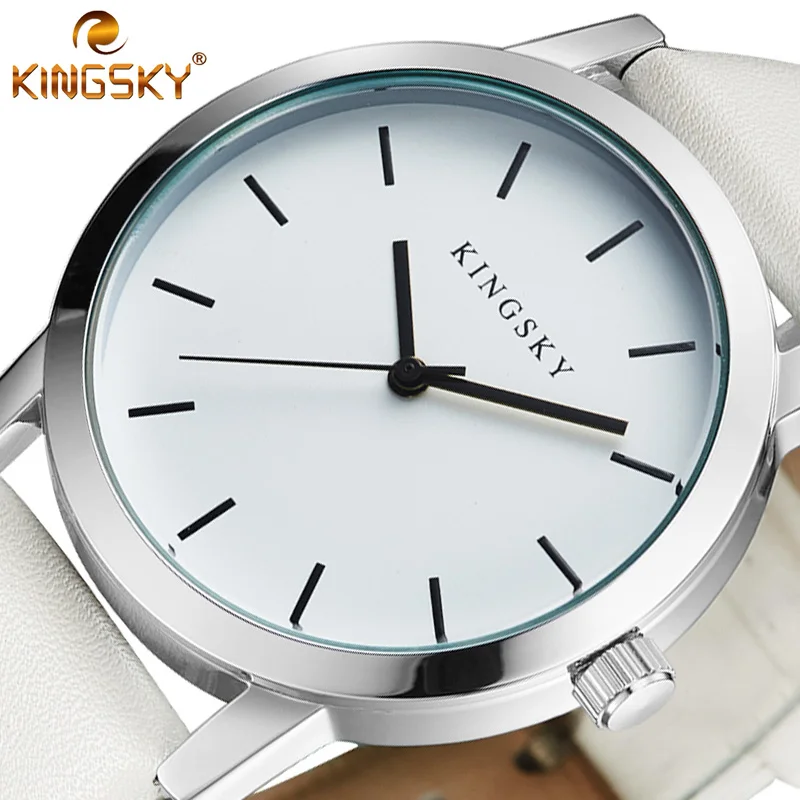 

KINGSKY Women Watches Top Luxury Brand Rose Gold Silver Leather Steel Quartz Wrist Watch relogio feminino Clock montre femme