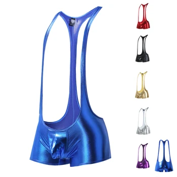 Brand Sexy Men's Teddies Singlet Body Building Underwear Bikini Shirt One-Piece Bodysuits Siamese Patent Leather mens underwear
Brand Sexy Men's Teddies Singlet Body Building Underwear Bikini Shirt One-Piece Bodysuits Siamese Patent Leather mens underwear