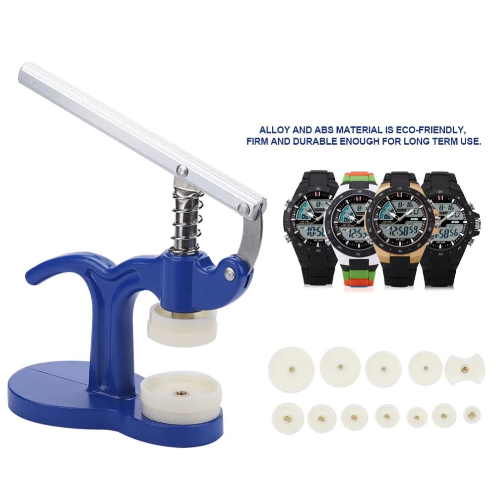 Watch Back Case Cover Press Closer Watchmaker Presser Repair Tool With 12 Dies Blue New
Watch Back Case Cover Press Closer Watchmaker Presser Repair Tool With 12 Dies Blue New