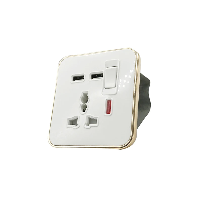 13A 220V-250V 50/60Hz 2100MA USB SWITCH SOCKET PC Electroplate Multi With Neon Alloy Push Button Switch Home Use Safe Accessorie
13A 220V-250V 50/60Hz 2100MA USB SWITCH SOCKET PC Electroplate Multi With Neon Alloy Push Button Switch Home Use Safe Accessorie