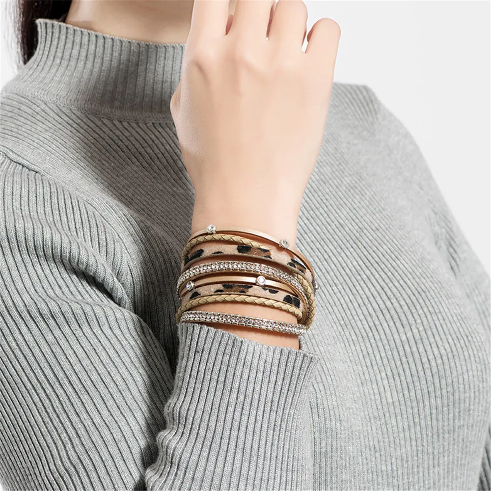 SEDEX Lady's Leopard Leather Bracelet With CZ New Wrap Bracelets For Women Multiple Layers Charm Bracelet & Bangle Party Fashion
SEDEX Lady's Leopard Leather Bracelet With CZ New Wrap Bracelets For Women Multiple Layers Charm Bracelet & Bangle Party Fashion