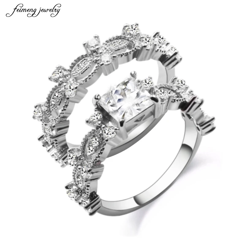 Fashion White Wedding Ring Sets Crystal cubic zirconia CZ ring Silver for Women Bridal Luxury Rings Engagement bijoux 2 Pieces
Fashion White Wedding Ring Sets Crystal cubic zirconia CZ ring Silver for Women Bridal Luxury Rings Engagement bijoux 2 Pieces