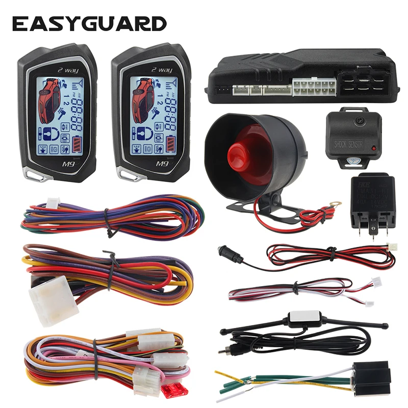 EASYGUARD 2 способа Автомобильная сигнализация большой ЖК дисплей пейджер
