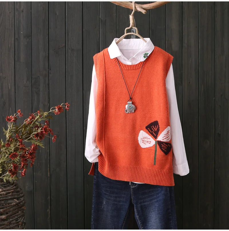 Four-leaf clover pattern lucky leaf sleeveless vest pullover sweater 2019 mori girl
Four-leaf clover pattern lucky leaf sleeveless vest pullover sweater 2019 mori girl