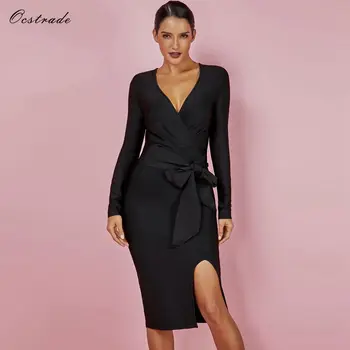 (Includes black belt)Ocstrade 2019 Women New Fashion Elegant Vestidos Formal Knee Length Black Long Sleeve Bandage Dress Rayon
(Includes black belt)Ocstrade 2019 Women New Fashion Elegant Vestidos Formal Knee Length Black Long Sleeve Bandage Dress Rayon
