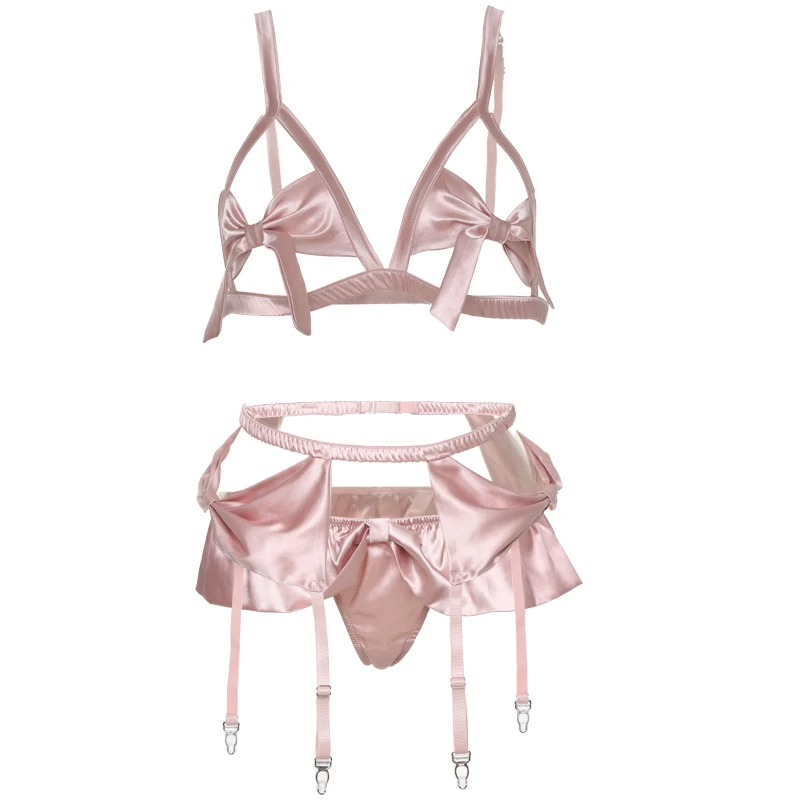 Women Bra Thong Set Pink Hollowed Sexy Ultra Thin Cup Bow Tie Seductive Lingerie Bra Panty Underwear Garter Belt Set
Women Bra Thong Set Pink Hollowed Sexy Ultra Thin Cup Bow Tie Seductive Lingerie Bra Panty Underwear Garter Belt Set