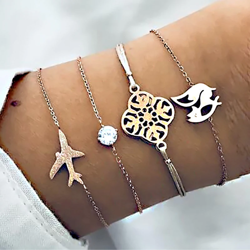 LETAPI 4Pcs/set Crystal Charm Airplane Fox Animal Multilayer Bracelets Gold Color Cuff Bracelet Bangle Boho Jewelry
LETAPI 4Pcs/set Crystal Charm Airplane Fox Animal Multilayer Bracelets Gold Color Cuff Bracelet Bangle Boho Jewelry
