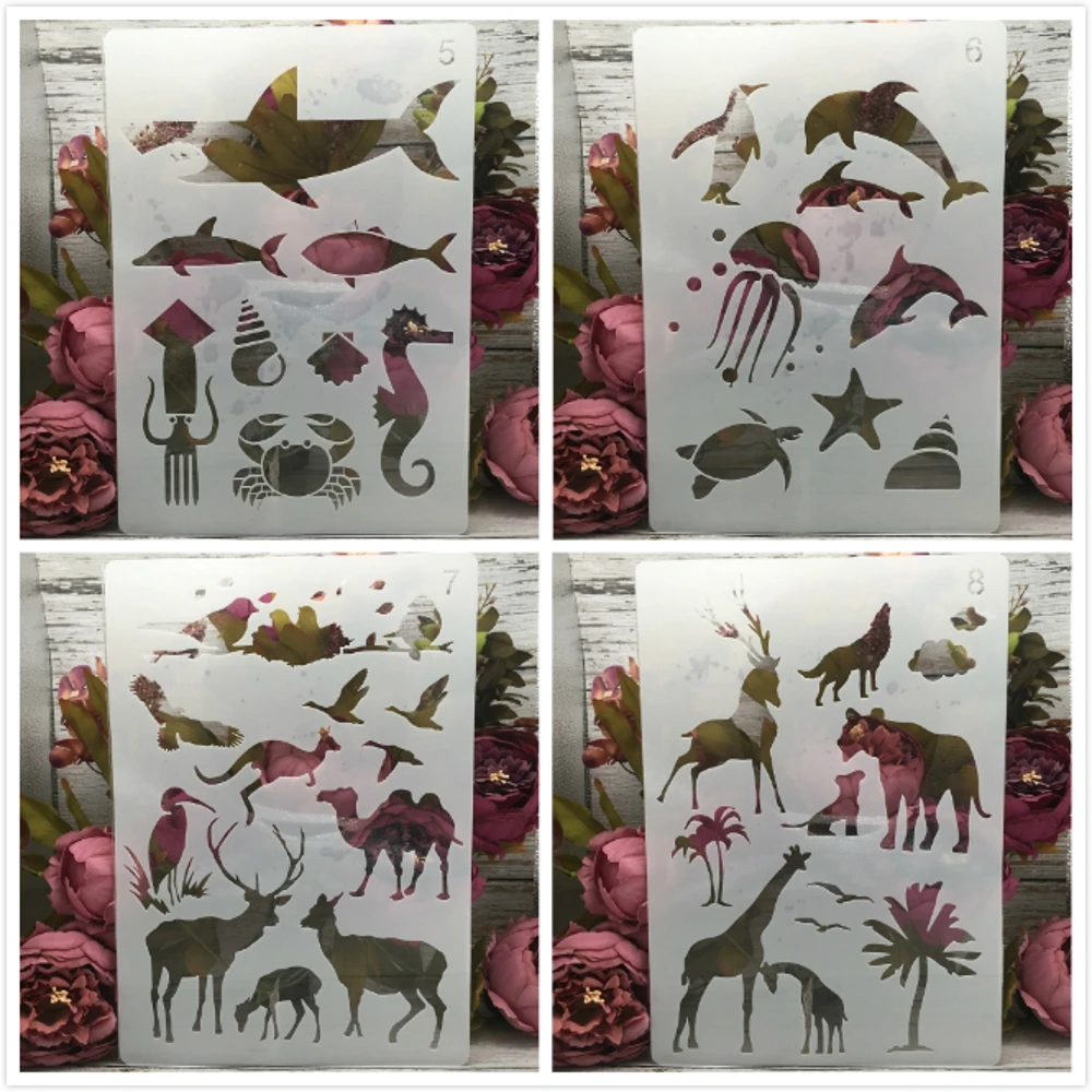 4Pcs A4 29cm Shark Giraffe Ocean Forest Animals DIY Layering Stencils Painting Scrapbook Coloring Embossing Decorative Template
4Pcs A4 29cm Shark Giraffe Ocean Forest Animals DIY Layering Stencils Painting Scrapbook Coloring Embossing Decorative Template