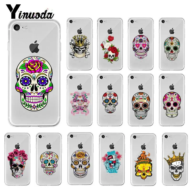 Yinuoda Модный чехол для телефона в стиле ретро с цветком и черепом iphone 8 7 6 6S Plus X XS MAX 5