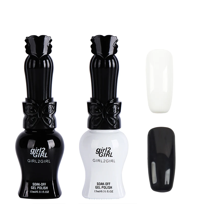 girl2Girl UV Manicure Gel Nail Polish Varnish Soak Off 15ml WHITE & BLACK SET High quality
girl2Girl UV Manicure Gel Nail Polish Varnish Soak Off 15ml WHITE & BLACK SET High quality