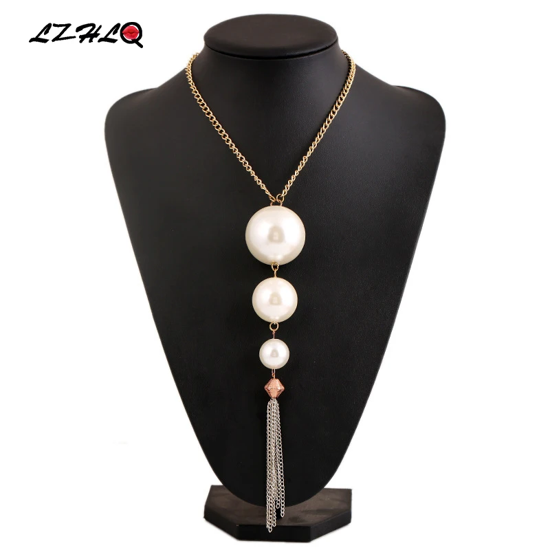 Trendy Simple Big Pearl Pendant Necklaces Women Long Tassel Sweater Necklace Fashion Plating Alloy Geometric Jewelry Statement
Trendy Simple Big Pearl Pendant Necklaces Women Long Tassel Sweater Necklace Fashion Plating Alloy Geometric Jewelry Statement