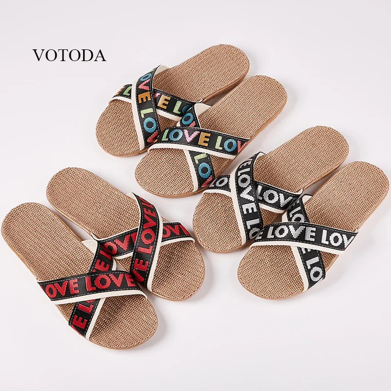 VOTODA New Girl's LOVE Linen Slippers Fashion Couple Home Indoor Letters Slides Travel Portable Natural Flax Shoes
VOTODA New Girl's LOVE Linen Slippers Fashion Couple Home Indoor Letters Slides Travel Portable Natural Flax Shoes