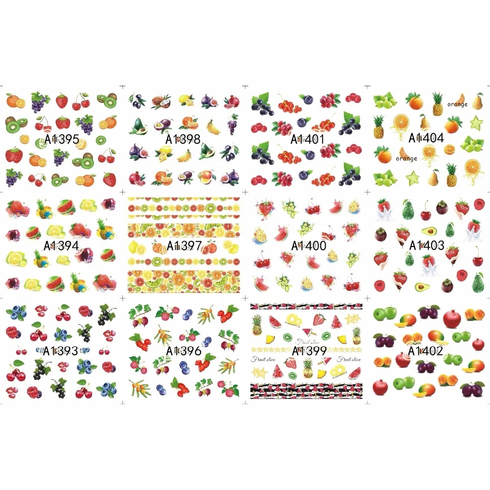 12 PACK/ LOT WATER DECAL NAIL ART NAIL STICKER SLIDER TROPICAL FRUIT BANANA CHERRY PINEAPPLE GRAPE PLUM A1393-1404
12 PACK/ LOT WATER DECAL NAIL ART NAIL STICKER SLIDER TROPICAL FRUIT BANANA CHERRY PINEAPPLE GRAPE PLUM A1393-1404