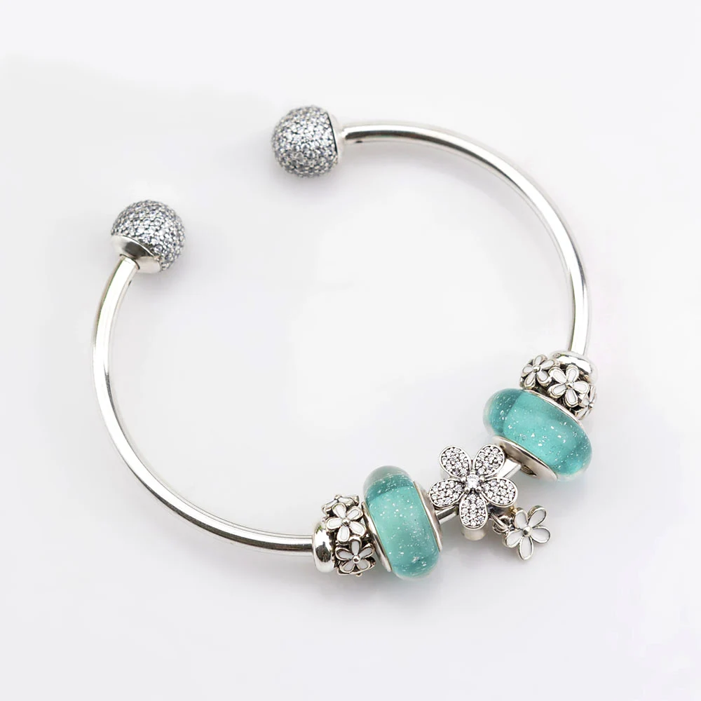 NEW 100% 925 Sterling Silver Bracelet Set For Europe Women Spring White Flowers DIY Gift Original Bangle & Green Charm Bead
NEW 100% 925 Sterling Silver Bracelet Set For Europe Women Spring White Flowers DIY Gift Original Bangle & Green Charm Bead