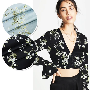 118CM Wide 19MM Floral Print Stretch Black Blue Silk Satin Fabric Good for Summer Dress Skirt Shirt Pants JH018
118CM Wide 19MM Floral Print Stretch Black Blue Silk Satin Fabric Good for Summer Dress Skirt Shirt Pants JH018