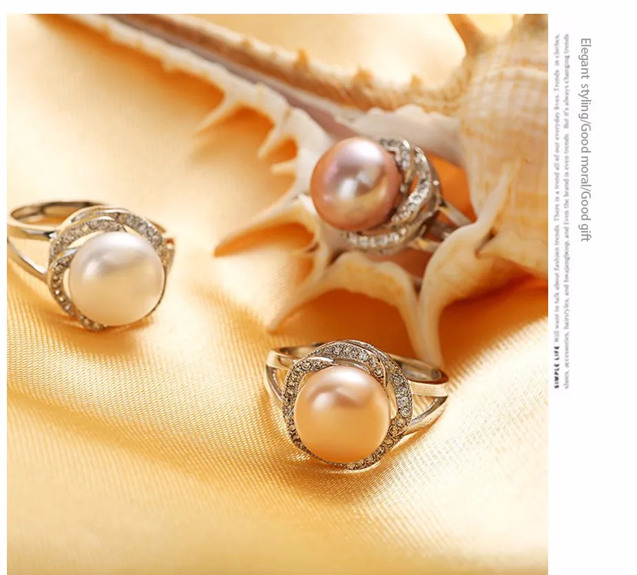 Big Discount 925 sterling silver jewelry on sale big natural pearl rings for women stone ring adjustable white/pink/purple pearl - Fine Rings Dainashi CNAS Wedding Bands Silver Women cpr025 Other Artificial material Pearl 925 Sterling Prong Setting Plant Party Freshwater Pearls Classic White Pink Purple Adjustable 10-10.5mm 100% real natural freshwater pearl opp bag with gift box
