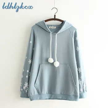 LDHTZKCX Large Size Loose Snow Print Hooded Hoodies Female 2018 Autumn-winter New Students Cute Sweet Long-sleeved Hoodies CX442
LDHTZKCX Large Size Loose Snow Print Hooded Hoodies Female 2018 Autumn-winter New Students Cute Sweet Long-sleeved Hoodies CX442