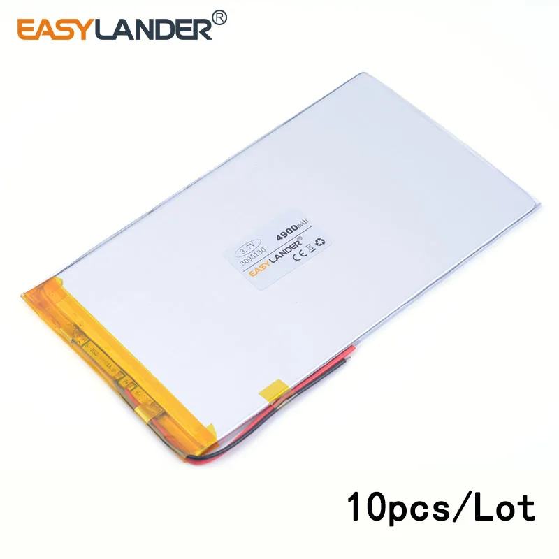 

10pcs/Lot 4900mah 3095130 lithium Li ion polymer rechargeable battery For Mp3 MP4 MP5 GPS PSP PAD Mobile Tablet PC power bank