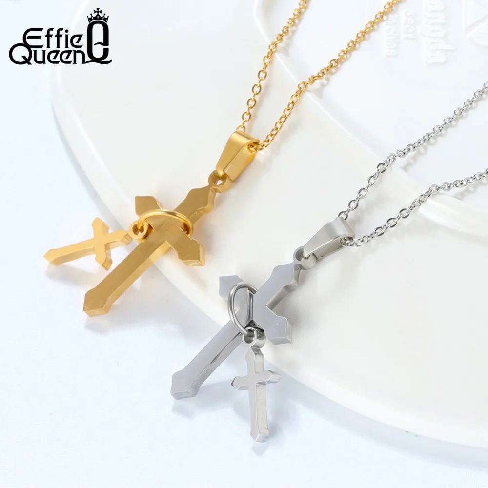 Effie Queen Unique Double Cross Pendant Necklaces for Men 45cm Long Chain Stainless Steel Necklace Male Jewelry Party Gift IN35
Effie Queen Unique Double Cross Pendant Necklaces for Men 45cm Long Chain Stainless Steel Necklace Male Jewelry Party Gift IN35