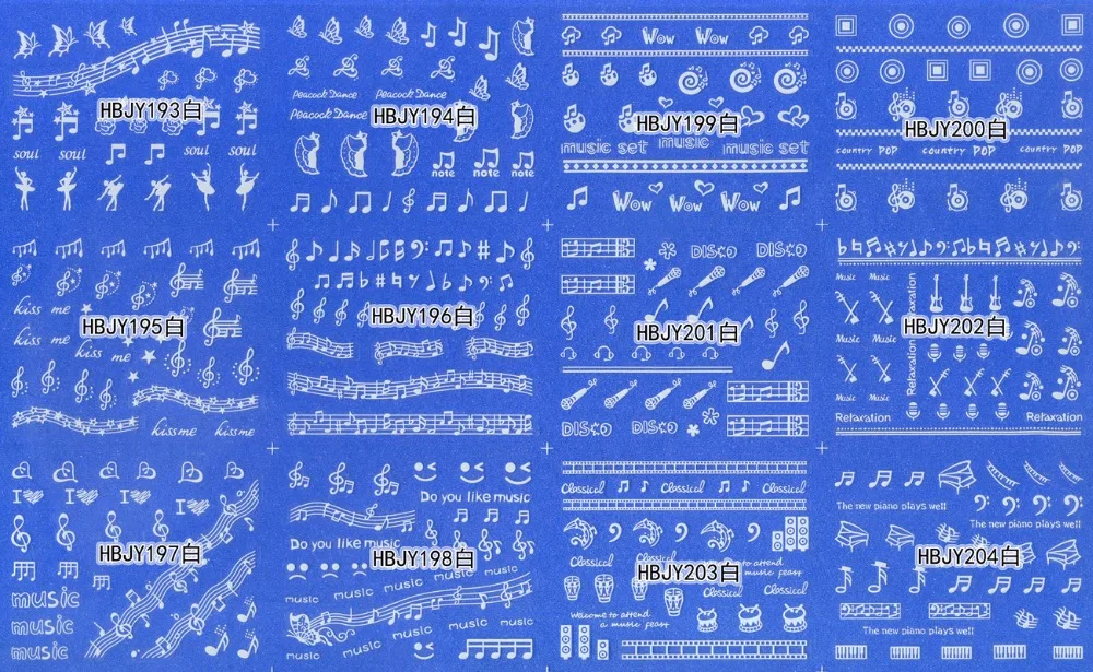 12 PCS / LOT SELF-ADHESIVE 3D NAIL TATTOOS STICKER WHITE BLACK GOLD SILVER SWEET HEART MELODY MUSIC GUITAR MIC HBJY193-204
12 PCS / LOT SELF-ADHESIVE 3D NAIL TATTOOS STICKER WHITE BLACK GOLD SILVER SWEET HEART MELODY MUSIC GUITAR MIC HBJY193-204