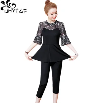 UHYTGF L-5XL plus size sets Female New Fashion chiffon print stitching Thin summer two piece set casual woman sport Customs 1410
UHYTGF L-5XL plus size sets Female New Fashion chiffon print stitching Thin summer two piece set casual woman sport Customs 1410