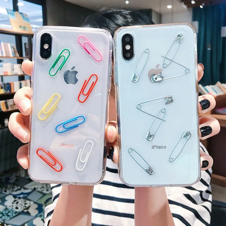 For iPhone XS Max XR X 8 7 6 6S Plus Cover Paper Clip Safety Pin Glitter Soft Case
For iPhone XS Max XR X 8 7 6 6S Plus Cover Paper Clip Safety Pin Glitter Soft Case
