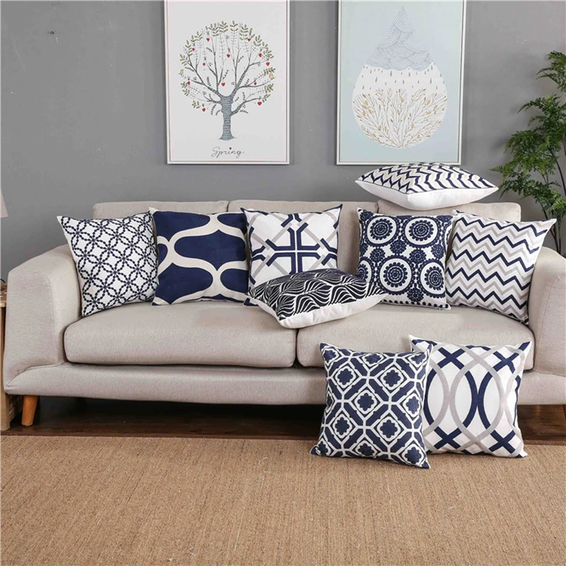 Embroidery Pillow Cover Blue Zigzag Geometric Canvas Pillow Case Plain Emboridered Cushion Cover Home Decor For Sofa 45x45cm
Embroidery Pillow Cover Blue Zigzag Geometric Canvas Pillow Case Plain Emboridered Cushion Cover Home Decor For Sofa 45x45cm