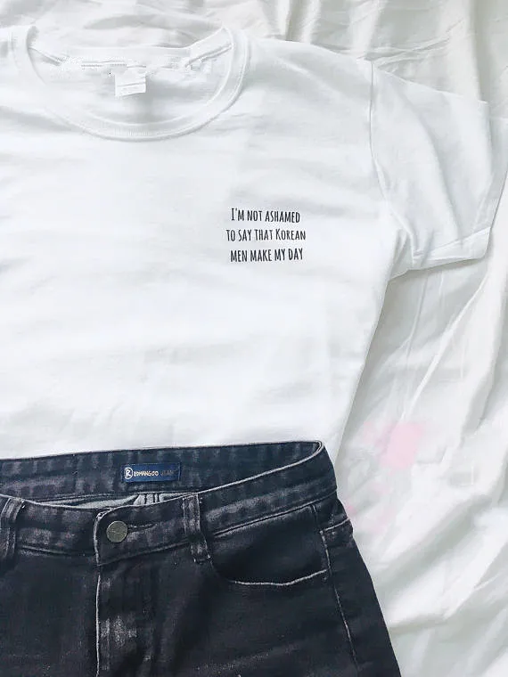 Korean men make my day Poem T-Shirt moletom do tumblr t shirt blusa tumblr girl tops women instagram fashion tees
Korean men make my day Poem T-Shirt moletom do tumblr t shirt blusa tumblr girl tops women instagram fashion tees