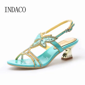 New Summer Leather Sandals Luxury Rhinestone Shoes Thick Heel Diamond Party Sandals Blue Plus Size 43 44
New Summer Leather Sandals Luxury Rhinestone Shoes Thick Heel Diamond Party Sandals Blue Plus Size 43 44