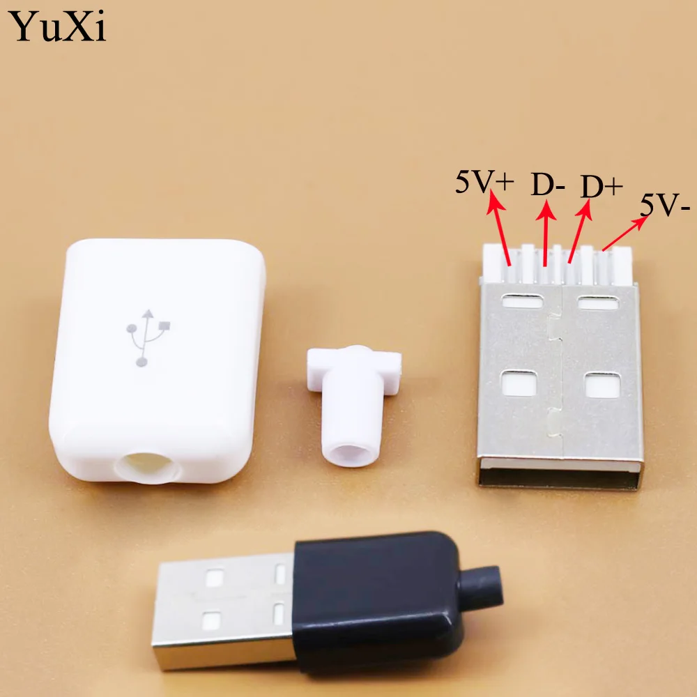 

YuXi Белый/Черный Micro USB 4 PIN штекер разъем для сварки данных OTG линия интерфейс DIY кабель для передачи данных Аксессуары