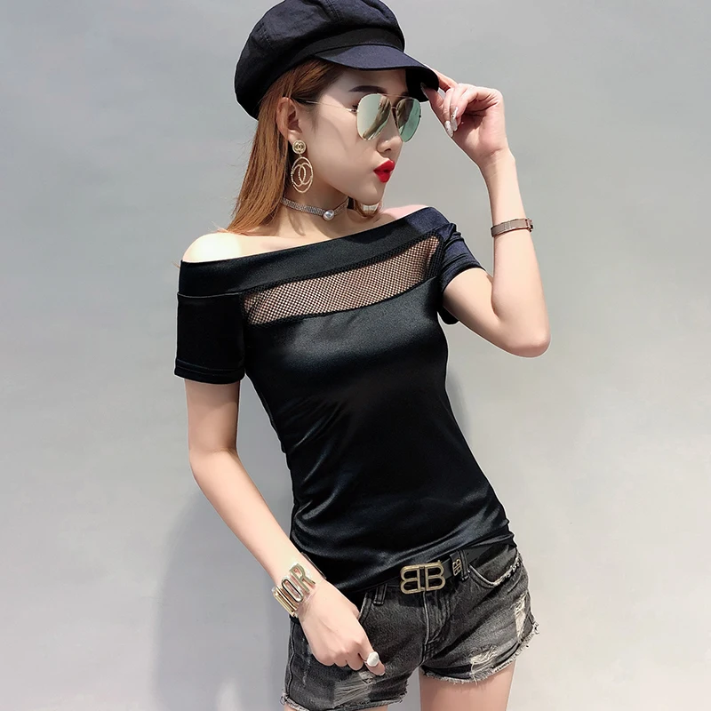 2019 New T-shirt Women Black Leopard Slash Neck Mesh Patchwork Hollow Out Summer Top Shirt Short Sleeve Camiseta Mujer T95491
2019 New T-shirt Women Black Leopard Slash Neck Mesh Patchwork Hollow Out Summer Top Shirt Short Sleeve Camiseta Mujer T95491