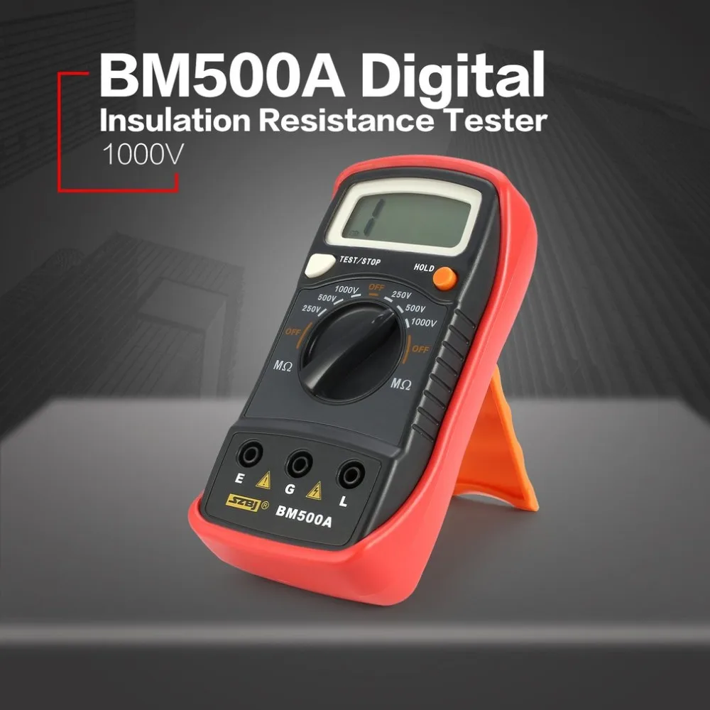 

BM500A 1000V Digital Megger Auto Range Insulation Resistance ohm Meter Tester Megohmmeter Multimeter Voltmeter LED indication