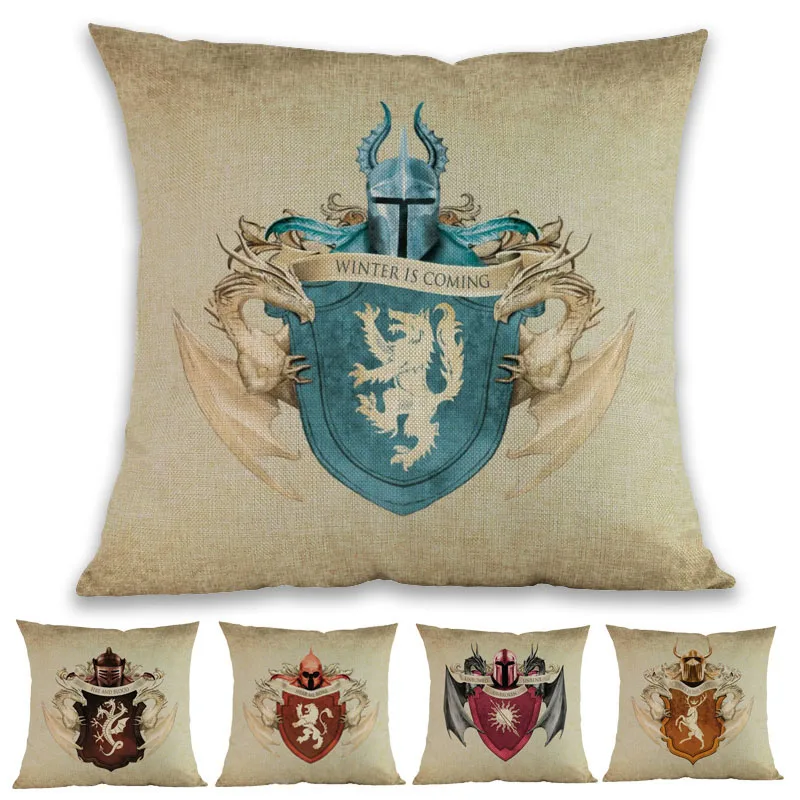 Vintage Style Game Of Thrones 9 Houses Symbol Motto Clan Insignia Dragon Pattern Pillow Case Home Sofa Decoration Cushion Cover
Vintage Style Game Of Thrones 9 Houses Symbol Motto Clan Insignia Dragon Pattern Pillow Case Home Sofa Decoration Cushion Cover