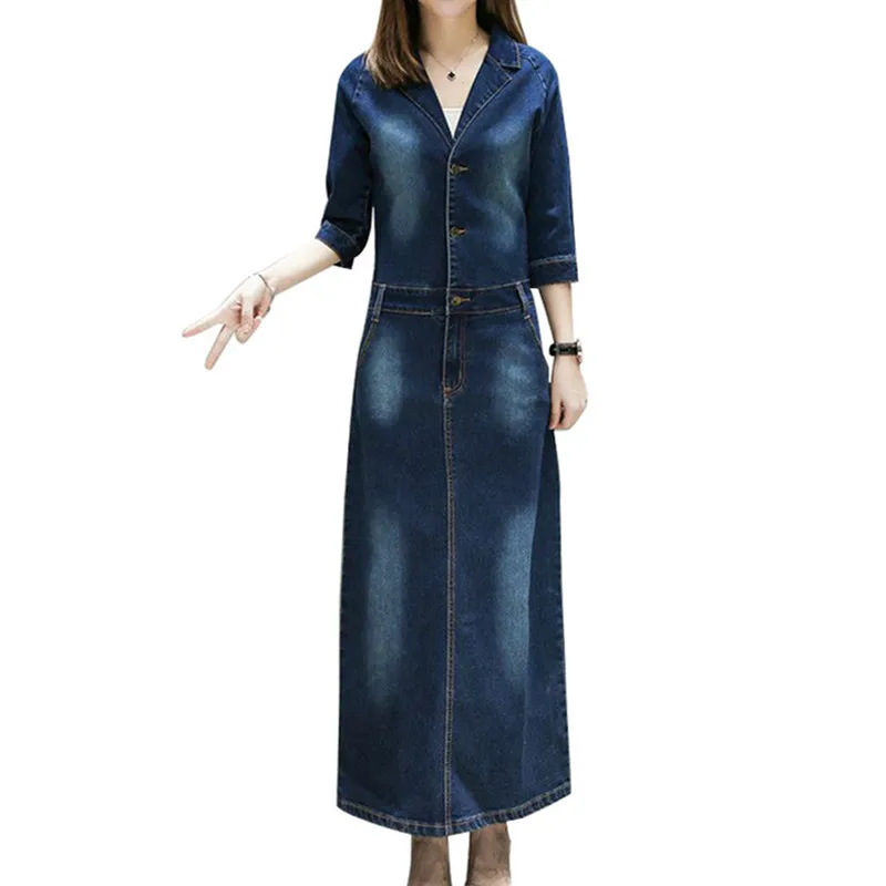 2018 Plus size 5XL Denim Dresses Women New Fashion Spring and Autumn Lengthen Jeans Dresses Slim Female Large size Dresses N264
2018 Plus size 5XL Denim Dresses Women New Fashion Spring and Autumn Lengthen Jeans Dresses Slim Female Large size Dresses N264