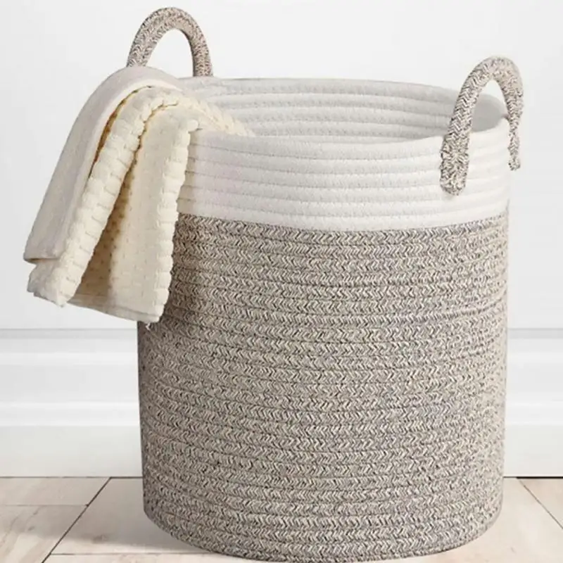 cotton rope material high quality Home Storage Basket Toys Natural Washable Foldable With Handle Handmade Large capacity 33*38cm
cotton rope material high quality Home Storage Basket Toys Natural Washable Foldable With Handle Handmade Large capacity 33*38cm