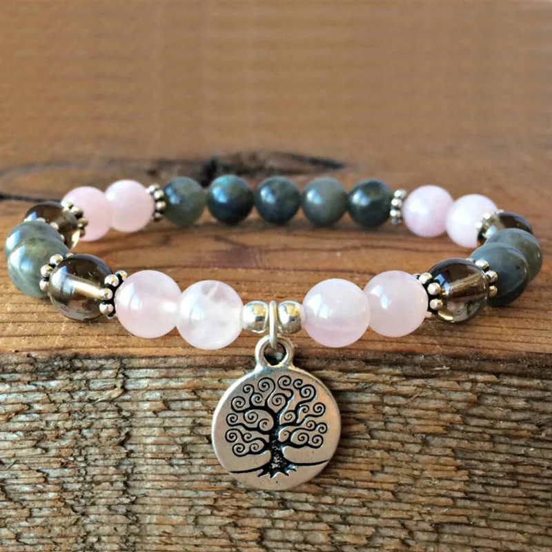 8mm Natural Stone Beads Beaded Bracelet Rose Q-uartz Labradorite Wrist Tree Of Life Barcelet Women Femme
8mm Natural Stone Beads Beaded Bracelet Rose Q-uartz Labradorite Wrist Tree Of Life Barcelet Women Femme