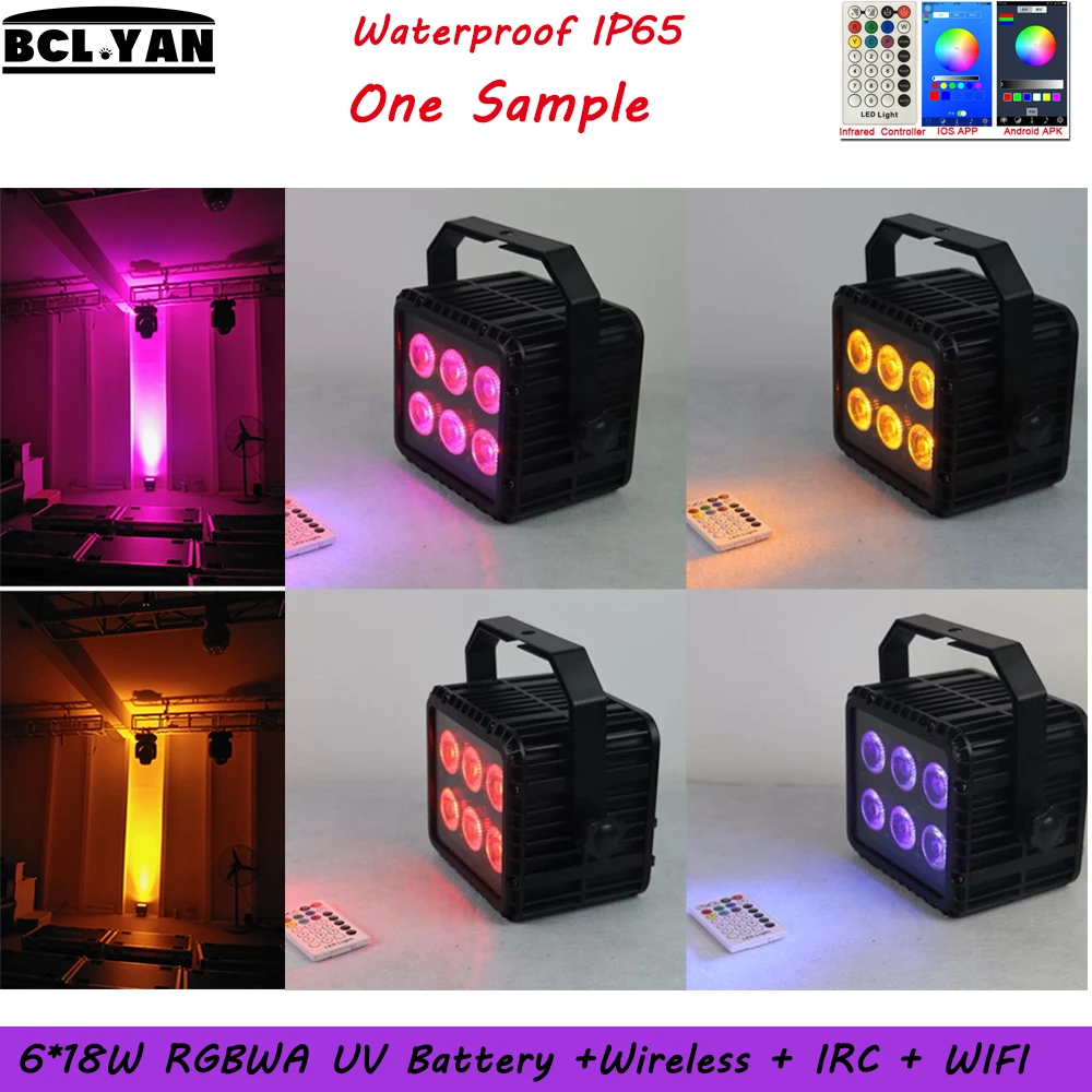 Sample order WIFI Phone app control waterproof battery wireless dmx led wall washer with IRC remote 6*18w RGBWAP 6 IN 1 uplight
Sample order WIFI Phone app control waterproof battery wireless dmx led wall washer with IRC remote 6*18w RGBWAP 6 IN 1 uplight