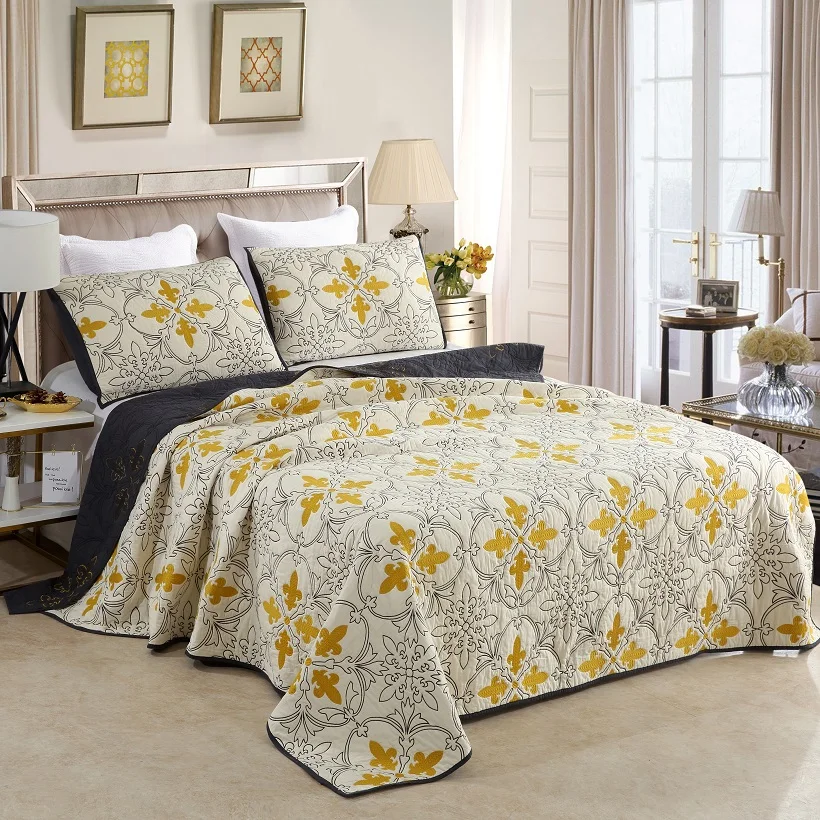 Waliicorners Bedspread Cotton Quilt Set 3PCS Europe Embroidered Quilts Bed Cover Pillowcase King Queen Size Quilted Coverlet 8 HTB1EMKWaND1gK0jSZFyq6AiOVXaj