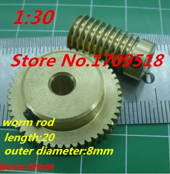 1 sets 0.5M 30 teeth worm gear reduction ratio:1:30 worm rod diameter 8mm , length 20mm, bore 4mm
1 sets 0.5M 30 teeth worm gear reduction ratio:1:30 worm rod diameter 8mm , length 20mm, bore 4mm