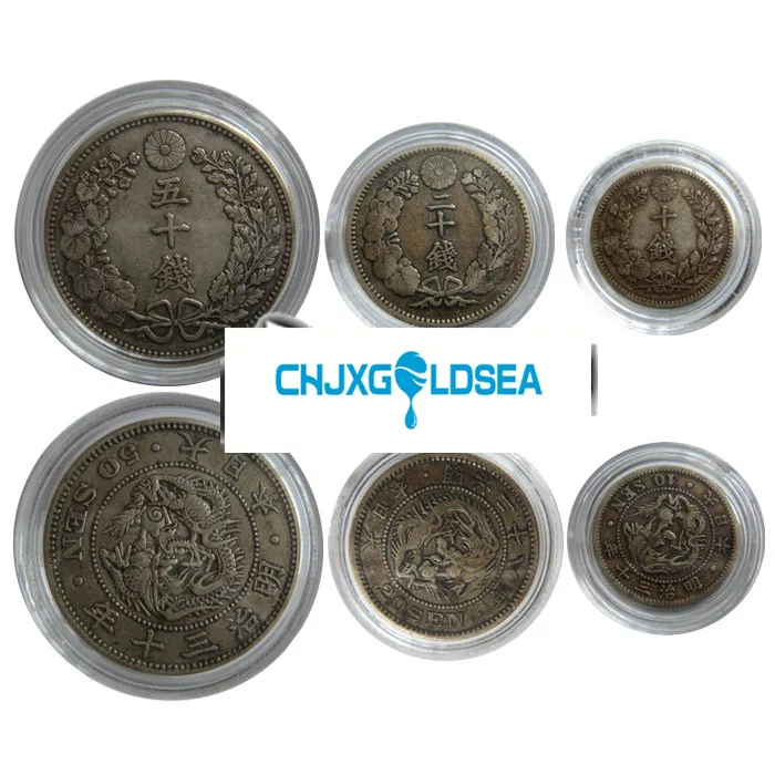 3piece/lot Japanese silver money ten money twenty money fifty original