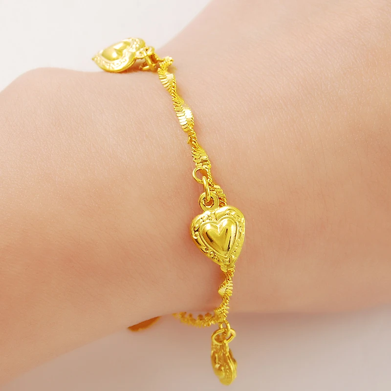 promotion pure gold color women's heart bracelet,2.5MM Chain with hearts Bracelet for women,24K Fashion Baby Girls Bracelets
promotion pure gold color women's heart bracelet,2.5MM Chain with hearts Bracelet for women,24K Fashion Baby Girls Bracelets