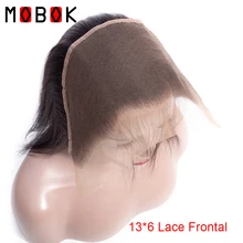 Brasileño recto Pre desplumado oreja a oreja 13x6 cierre Frontal de encaje con pelo de bebé Parte 10- cabello humano Remy de 22 pulgadas(China)