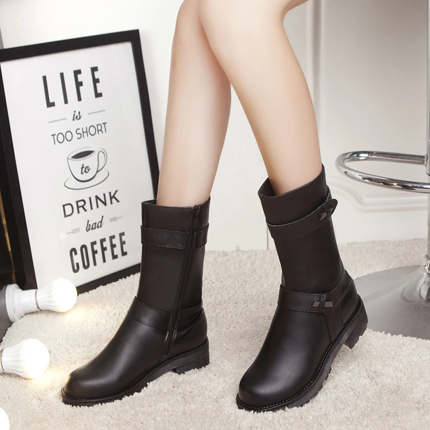 Women Mid-Calf Boots Genuine Leather Black Platform Boots Spring/Autumn/Winter Female Shoes Casual Lady Shoes Woman Footwear
Women Mid-Calf Boots Genuine Leather Black Platform Boots Spring/Autumn/Winter Female Shoes Casual Lady Shoes Woman Footwear