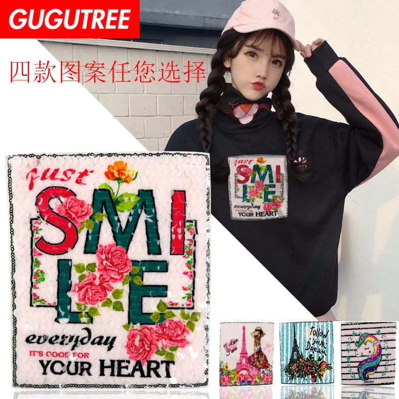 GUGUTREE embroidery Sequins big oil painting patches letter patches badges applique patches for clothing XC-233
GUGUTREE embroidery Sequins big oil painting patches letter patches badges applique patches for clothing XC-233