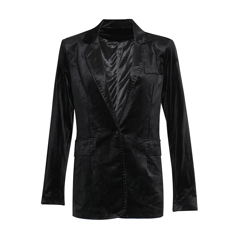TWOTWINSTYLE Velvet Women's Suit Notched Collar Long Sleeve Single Button Black Blazer Coat Female 2019 Ladies OL Style Fashion
TWOTWINSTYLE Velvet Women's Suit Notched Collar Long Sleeve Single Button Black Blazer Coat Female 2019 Ladies OL Style Fashion