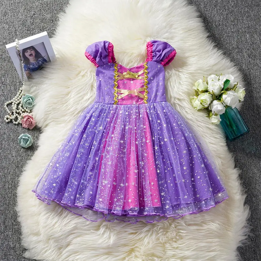 Фото TPFOCUS для девочек элегантное фиолетовое блестящее платье принцессы бантик