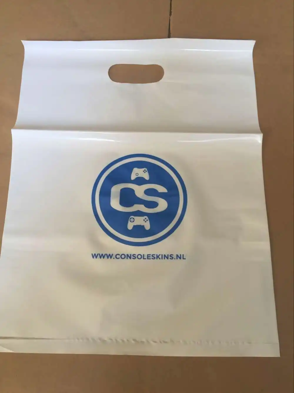 8) printed logo plastic shopping tote pouches bag promotion