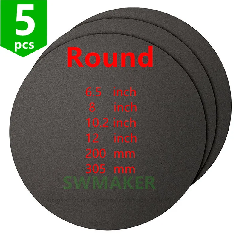 5pcs * Kossel printing surface sheet 3D Printing Build Surface, 6.5''/8''/10.2''/12''/200mm/305mm Diameter Round, Black color
5pcs * Kossel printing surface sheet 3D Printing Build Surface, 6.5''/8''/10.2''/12''/200mm/305mm Diameter Round, Black color